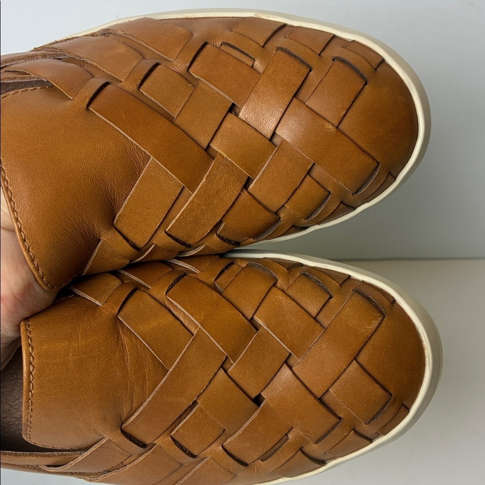 Frye Brea Huarache Woven Sneaker Slip On Loafer Tan Leather Weave Women Sz 7.5 - Picture 14 of 16